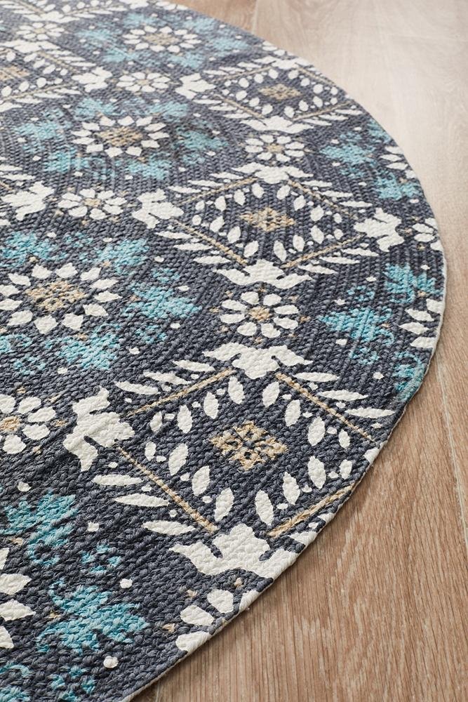 Lunar 419 Printed Blue - Floorsome - Modern - LUN - 419 - BLU - 120X120 - Modern