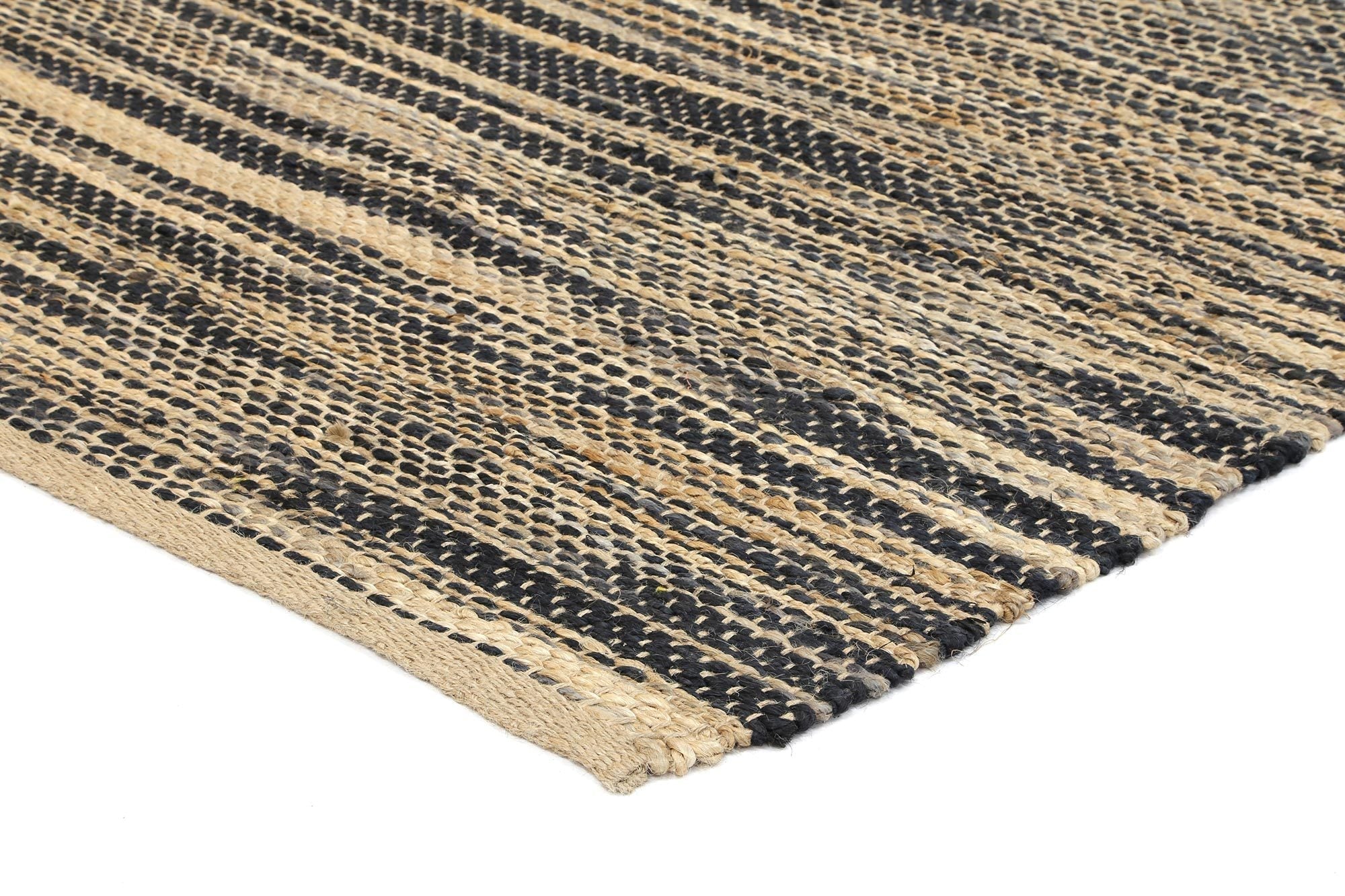 Malmo Grey Stipe Natural Jute Rug - Floorsome - Natural - MALM160GREY - Natural