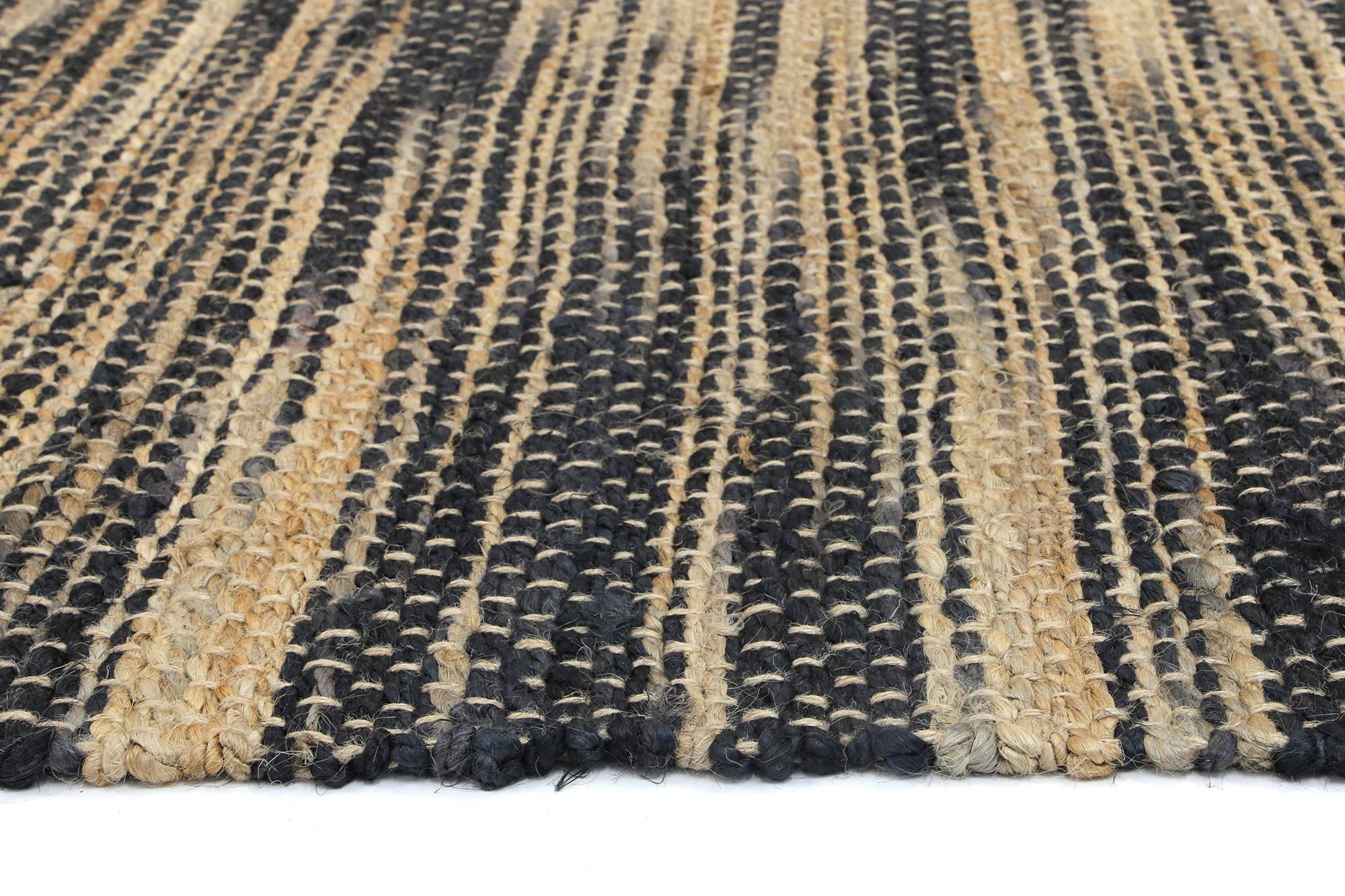 Malmo Grey Stipe Natural Jute Rug - Floorsome - Natural - MALM160GREY - Natural