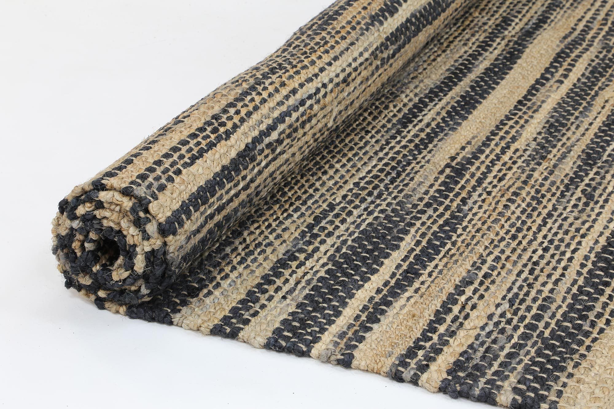 Malmo Grey Stipe Natural Jute Rug - Floorsome - Natural - MALM160GREY - Natural