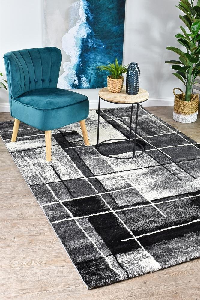 Marvel 297 Dark Grey Black Rug - Floorsome - MODERN - MILL - D297A - D.GREY - BLACK - 60X90 - MODERN