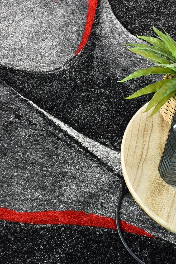 Marvel 37 Dark Grey Red Rug - Floorsome - MODERN - MILL - D037A - D.GREY - RED - 60X90 - MODERN