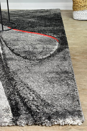 Marvel 37 Dark Grey Red Rug - Floorsome - MODERN