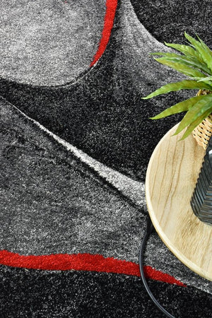 Marvel 37 Dark Grey Red Rug - Floorsome - MODERN