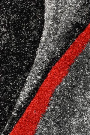 Marvel 37 Dark Grey Red Rug - Floorsome - MODERN