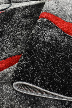 Marvel 37 Dark Grey Red Rug - Floorsome - MODERN