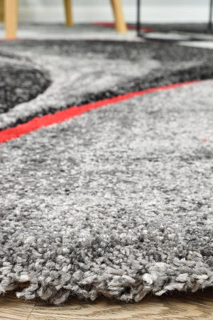 Marvel 37 Dark Grey Red Rug - Floorsome - MODERN