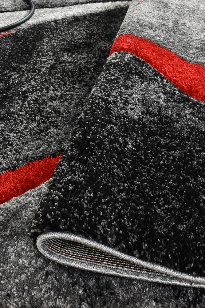 Marvel 37 Dark Grey Red Rug - Floorsome - MODERN - MILL - D037A - D.GREY - RED - 60X90 - MODERN