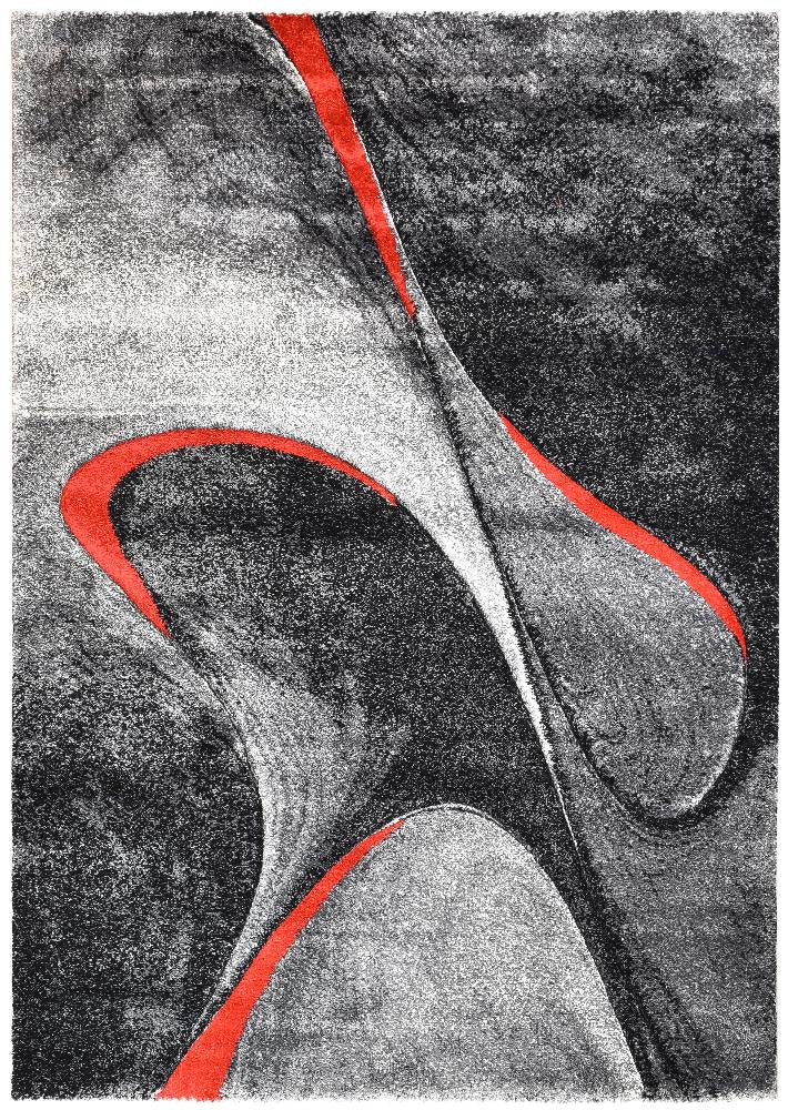 Marvel 37 Dark Grey Red Rug - Floorsome - MODERN - MILL - D037A - D.GREY - RED - 60X90 - MODERN