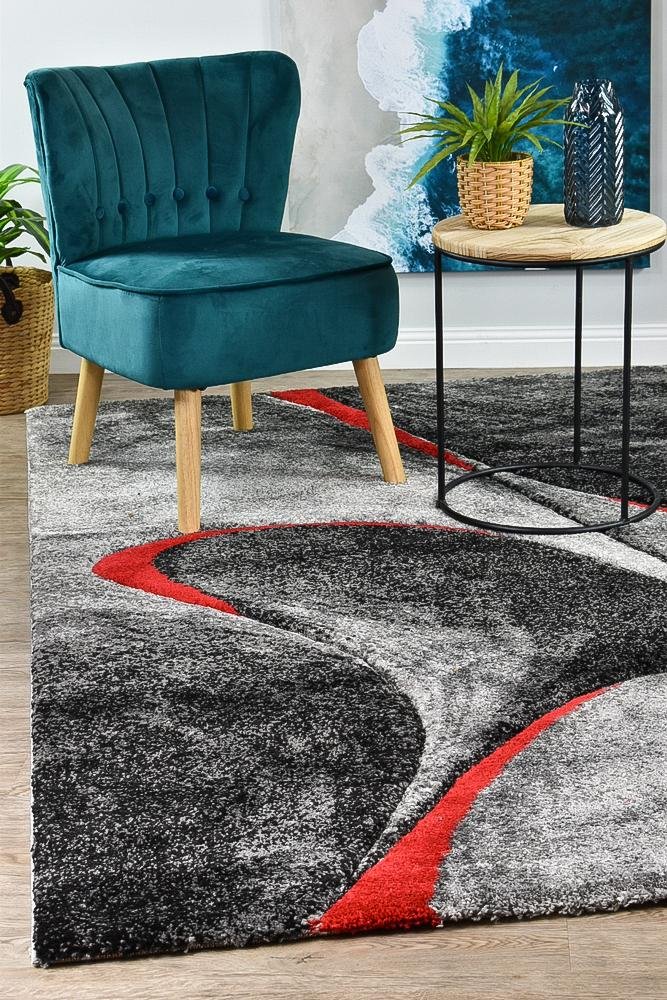Marvel 37 Dark Grey Red Rug