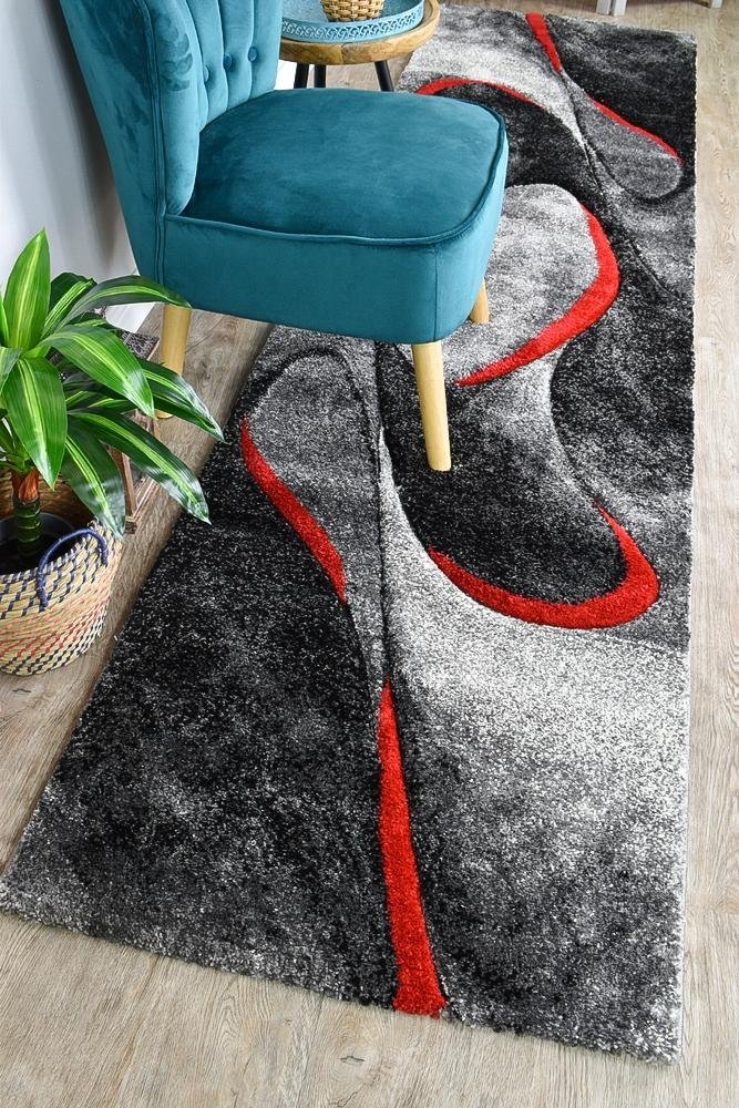 Marvel 37 Dark Grey Red Runner - Floorsome - RUNNER - MILL - D037A - D.GREY - RED - 80X300 - RUNNER