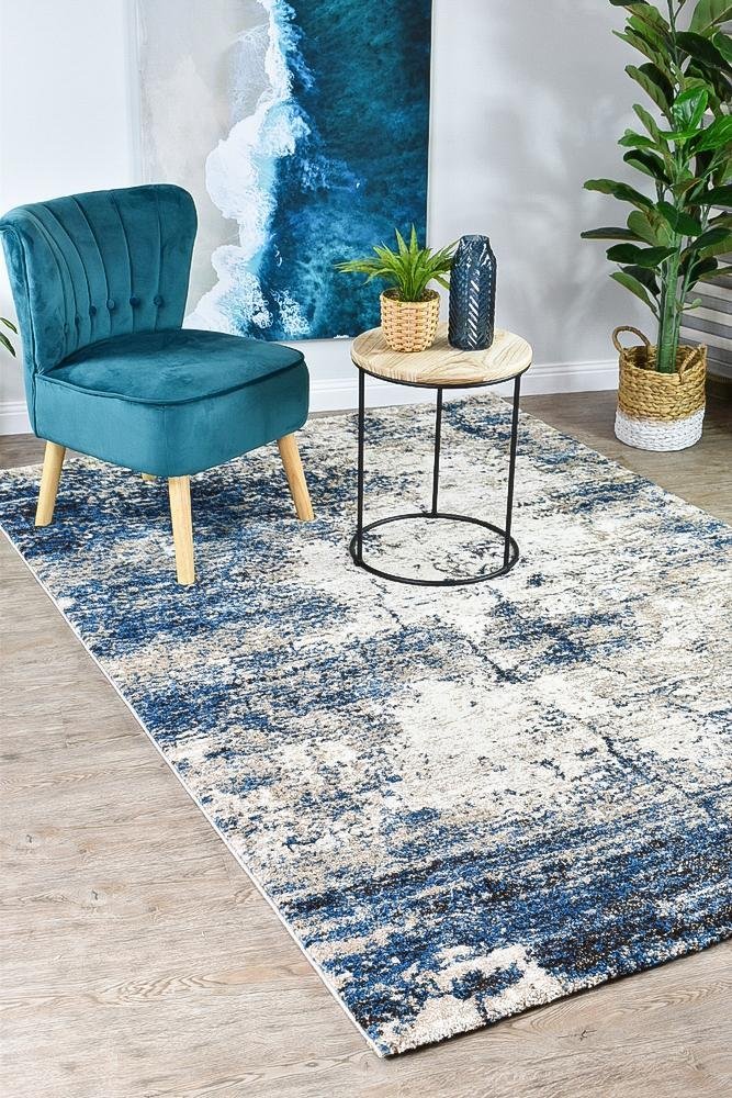 Marvel 651 White Blue Rug - Floorsome - MODERN - MILL - B651A - WHITE - BLUE - 60X90 - MODERN