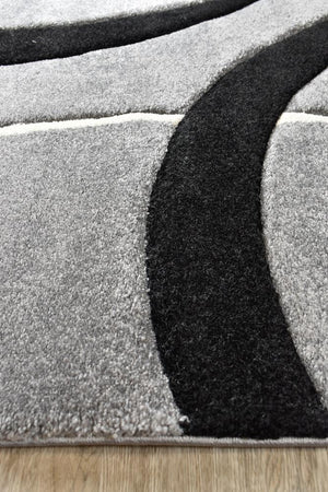Marvel 798 Light Grey Black Rug - Floorsome - MODERN