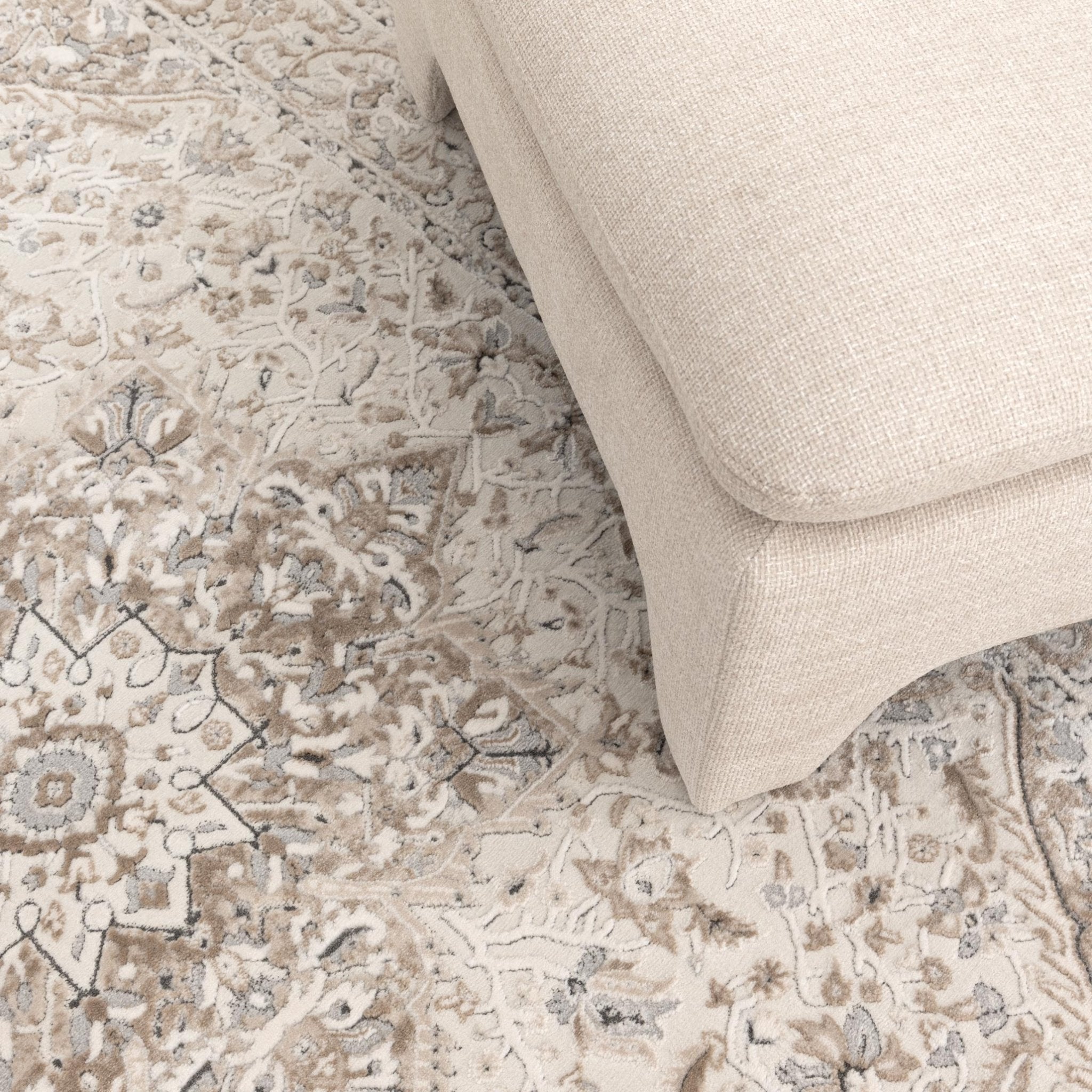 Maya Medallion Cream and Beige Rug - M104 - Floorsome - Area Rug - MAYA160M104 - Area Rug