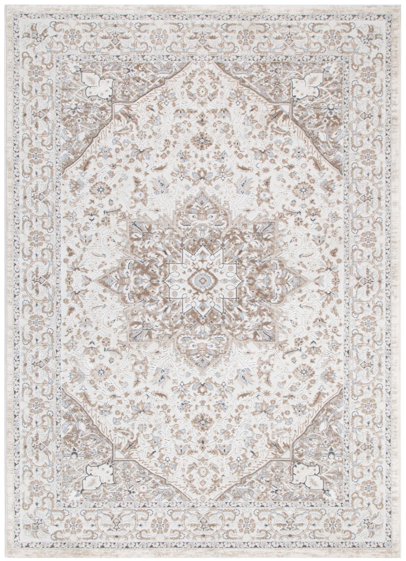 Maya Medallion Cream and Beige Rug - M104 - Floorsome - Area Rug - MAYA160M104 - Area Rug