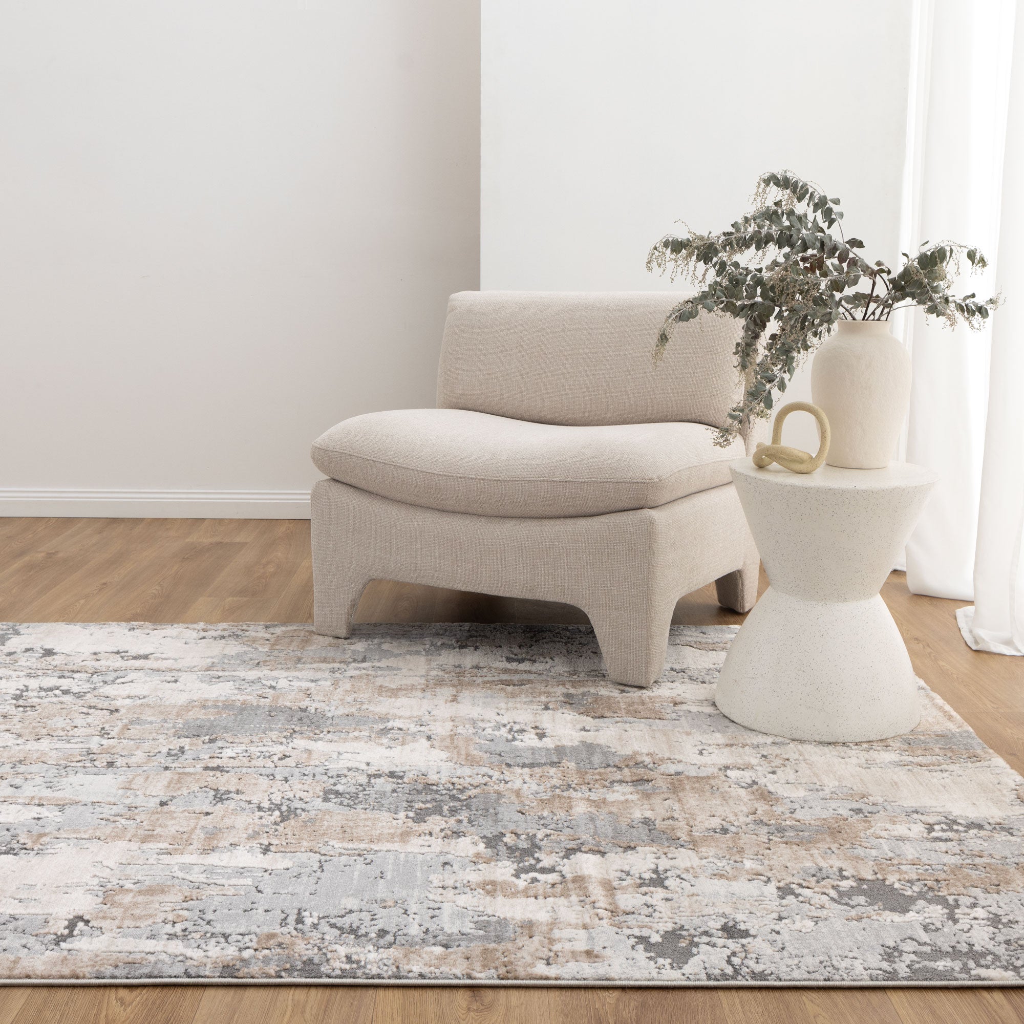 Maya Watercolour Astract Grey and Beige Rug - M106 - Floorsome - Area Rug - MAYA160M106 - Area Rug