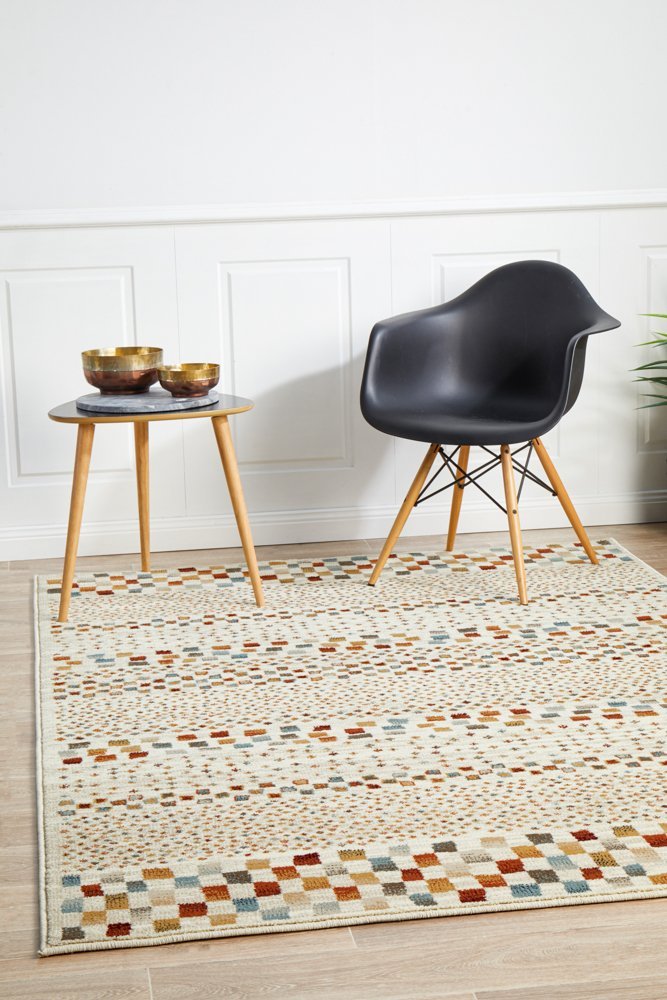 Mayfair Squares Bone Rug - Floorsome - Traditional