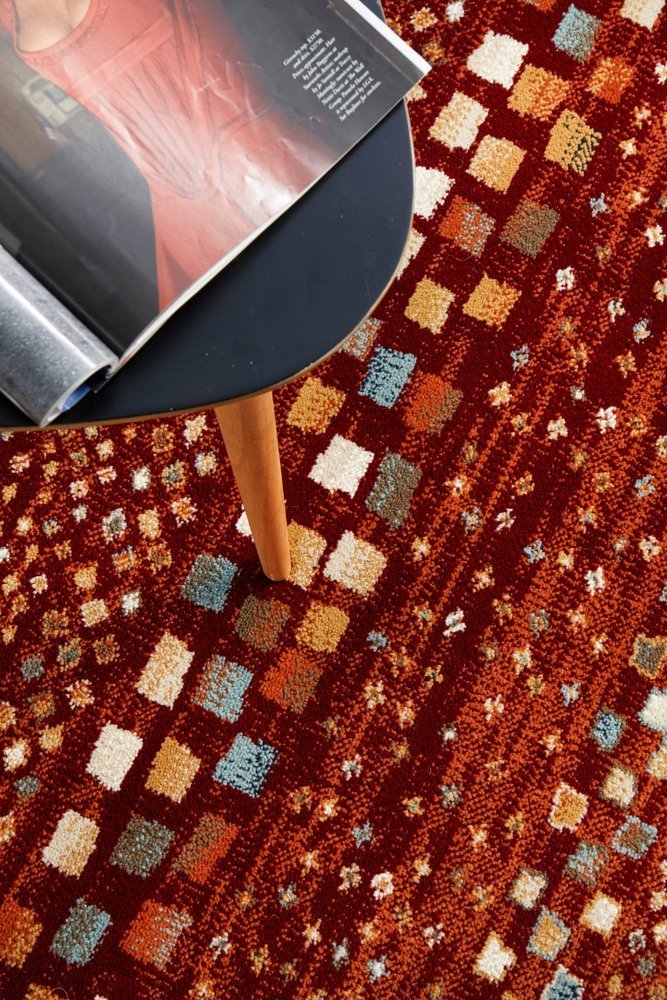 Mayfair Squares Rust Rug - Floorsome - Traditional - OXF - 431 - RUS - 230X160 - Traditional