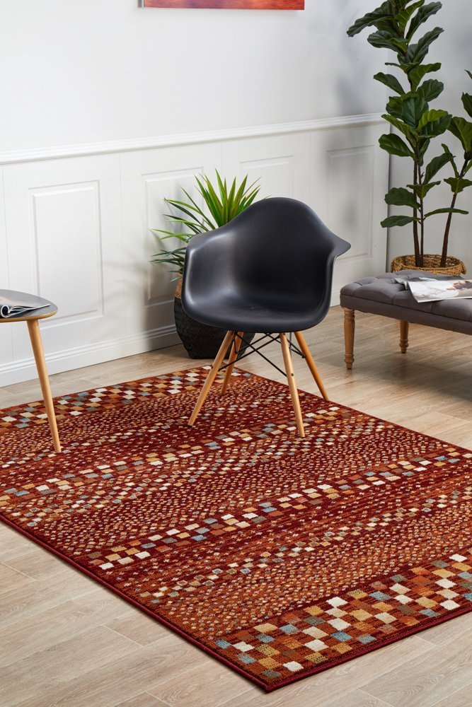 Mayfair Squares Rust Rug - Floorsome - Traditional - OXF - 431 - RUS - 230X160 - Traditional