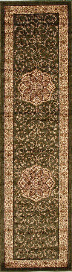 Medallion Classic Design Runner Rug Green - Floorsome - Traditional
