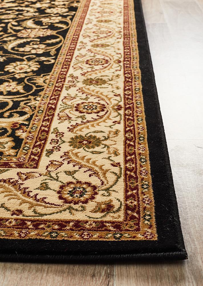 Medallion Rug Black with Ivory Border - Floorsome - Traditional - SYD - 9 - BI - 150X80 - Traditional