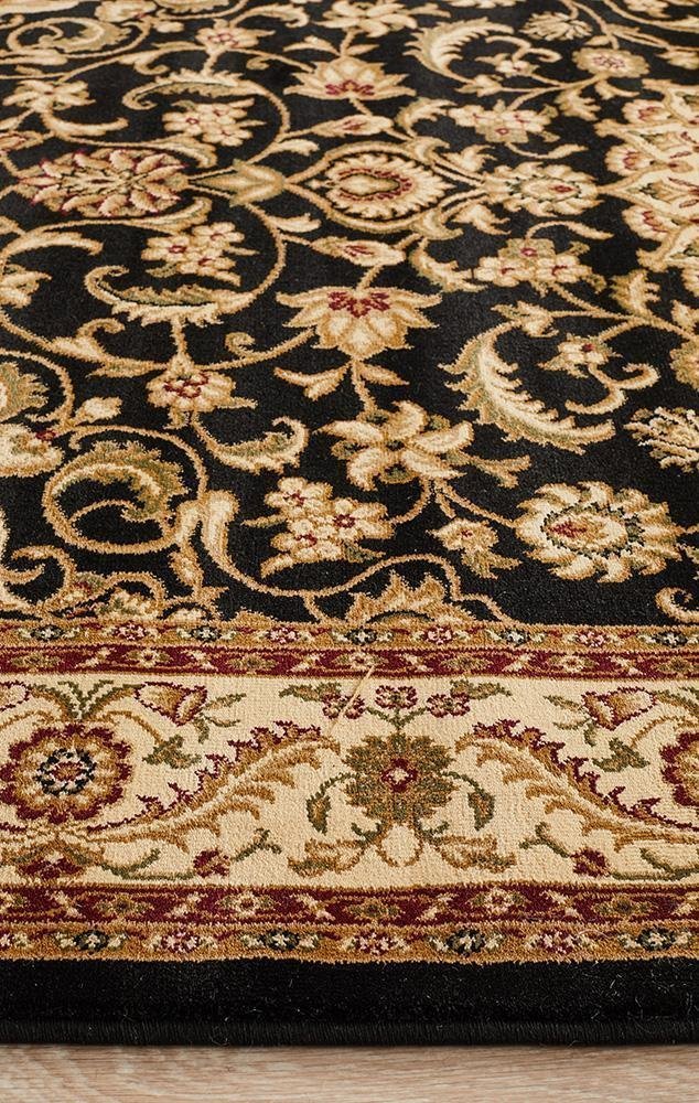 Medallion Rug Black with Ivory Border - Floorsome - Traditional - SYD - 9 - BI - 150X80 - Traditional