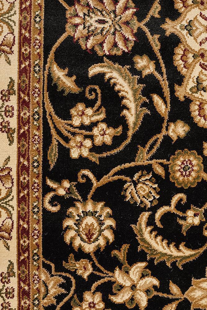 Medallion Rug Black with Ivory Border - Floorsome - Traditional - SYD - 9 - BI - 150X80 - Traditional