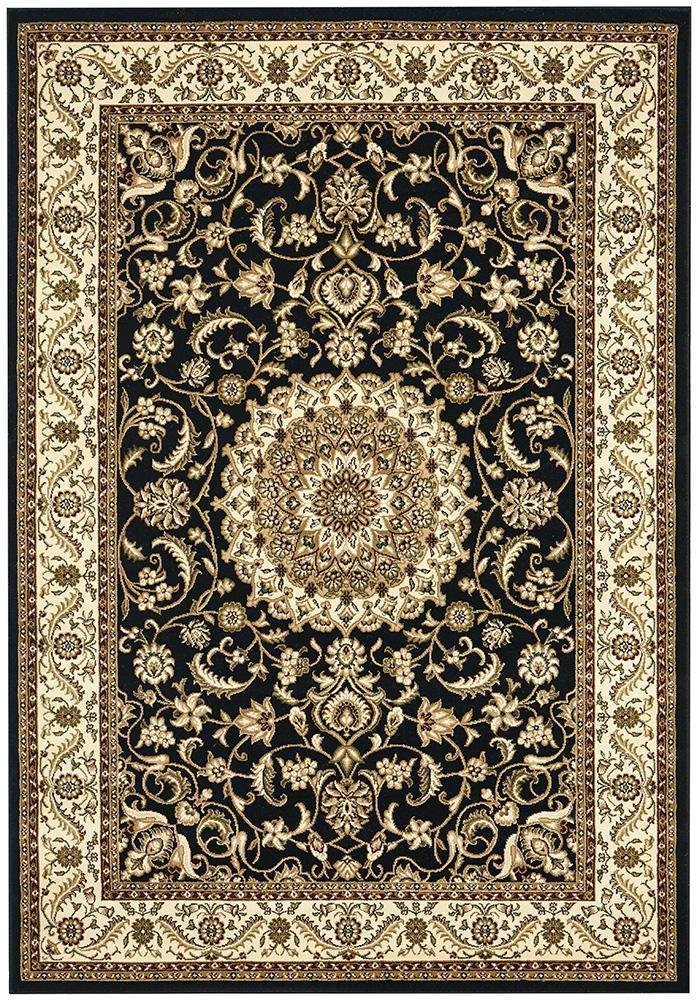 Medallion Rug Black with Ivory Border - Floorsome - Traditional - SYD - 9 - BI - 150X80 - Traditional