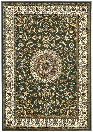 Medallion Rug Green with Ivory Border - Floorsome - Traditional