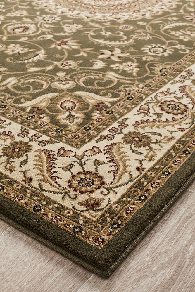 Medallion Rug Green with Ivory Border - Floorsome - Traditional - SYD - 9 - GI - 150X80 - Traditional