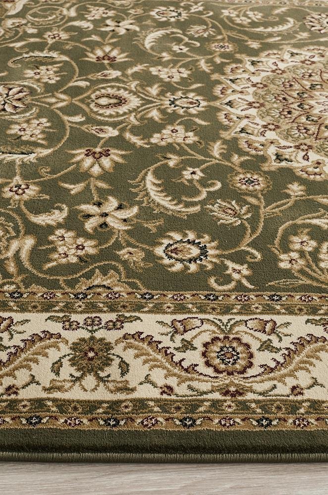 Medallion Rug Green with Ivory Border - Floorsome - Traditional - SYD - 9 - GI - 150X80 - Traditional