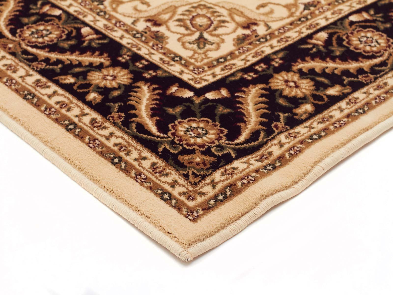 Medallion Rug Ivory with Black Border Runner - Floorsome - Traditional - SYD - 9 - IB - 300X80 - Traditional