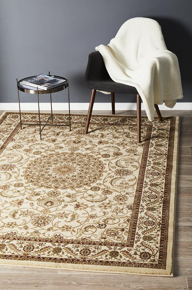Medallion Rug Ivory with Ivory Border - Floorsome - Traditional - SYD - 9 - II - 150X80 - Traditional