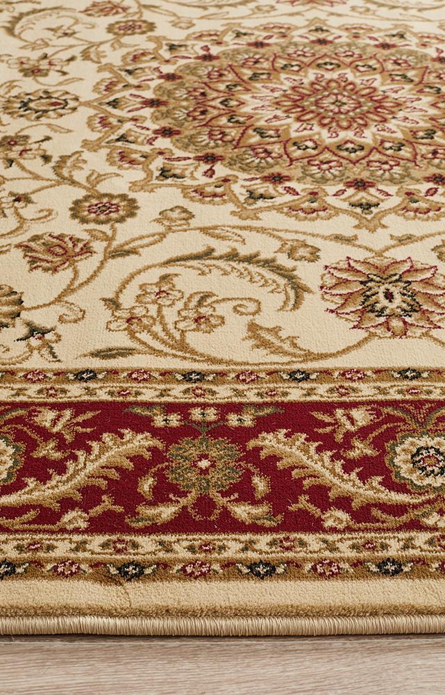 Medallion Rug Ivory with Red Border - Floorsome - Traditional - SYD - 9 - IR - 150X80 - Traditional
