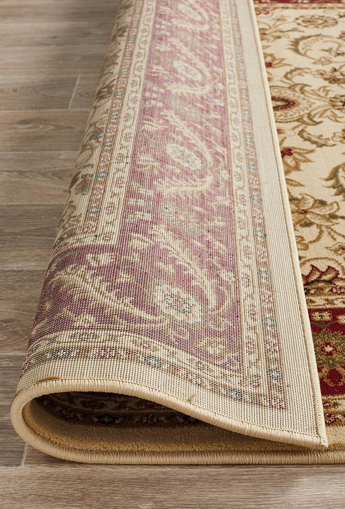 Medallion Rug Ivory with Red Border - Floorsome - Traditional - SYD - 9 - IR - 150X80 - Traditional
