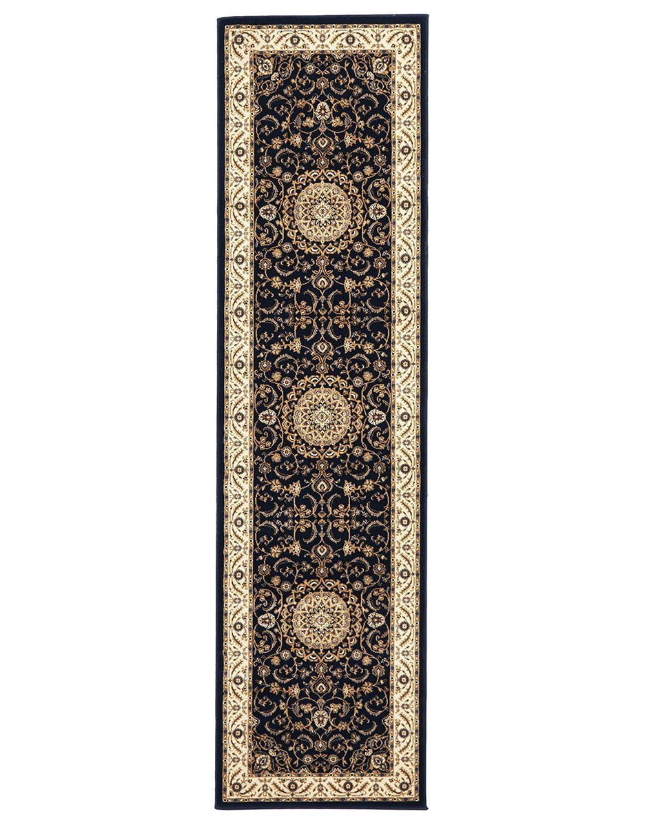 Medallion Rug Navy with Ivory Border Runner - Floorsome - Traditional - SYD - 9 - NI - 300X80 - Traditional