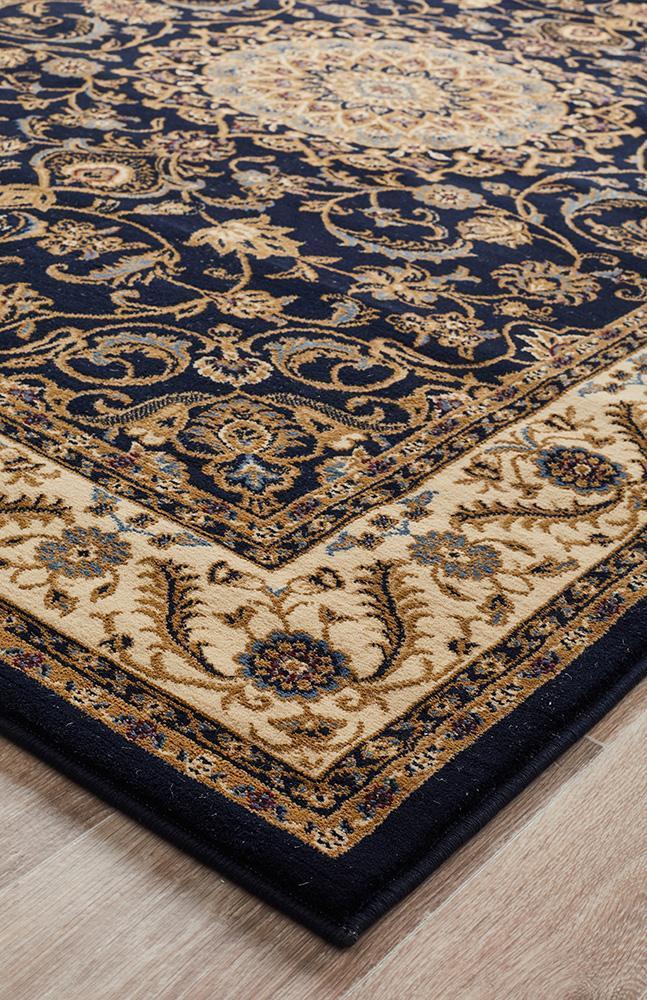 Medallion Rug Navy with Ivory Border - Floorsome - Traditional - SYD - 9 - NI - 150X80 - Traditional