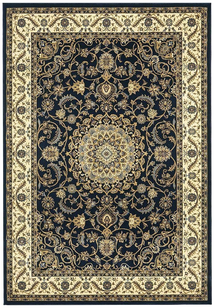 Medallion Rug Navy with Ivory Border - Floorsome - Traditional - SYD - 9 - NI - 150X80 - Traditional