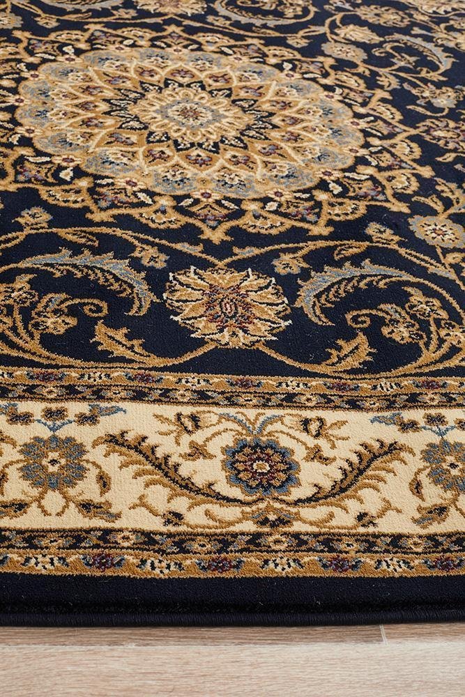 Medallion Rug Navy with Ivory Border - Floorsome - Traditional - SYD - 9 - NI - 150X80 - Traditional