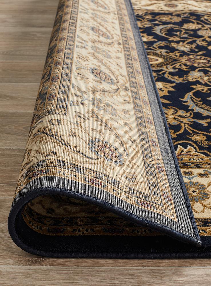Medallion Rug Navy with Ivory Border - Floorsome - Traditional - SYD - 9 - NI - 150X80 - Traditional