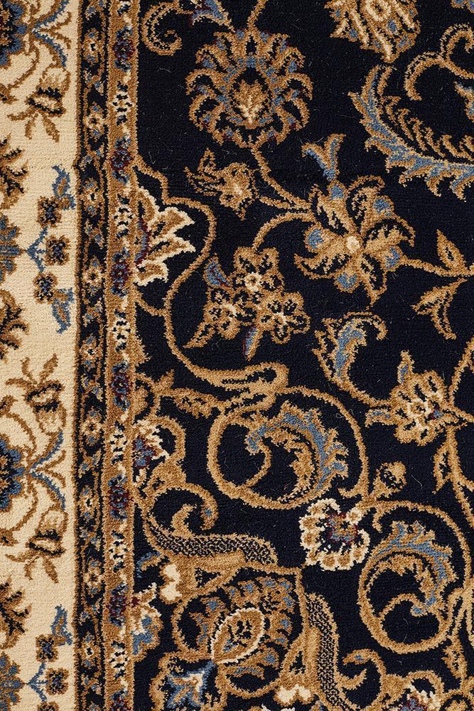 Medallion Rug Navy with Ivory Border - Floorsome - Traditional - SYD - 9 - NI - 150X80 - Traditional