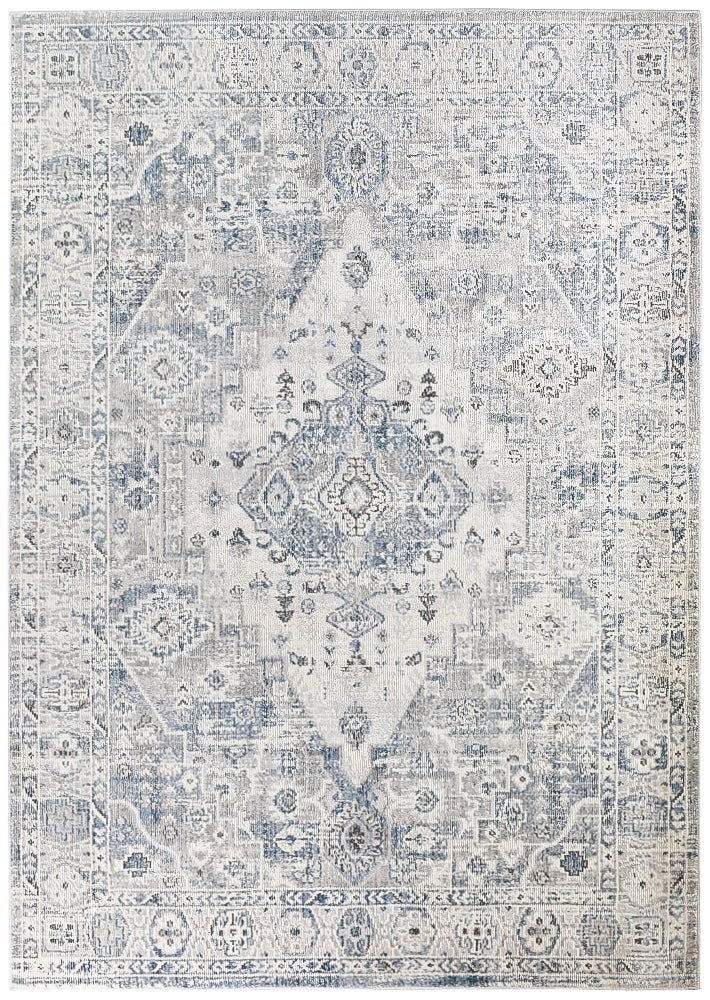 Medina Blue L.Grey Rug 0320C - Floorsome - MODERN - MARA - 0320C - D.BLUE - 80X300 - MODERN