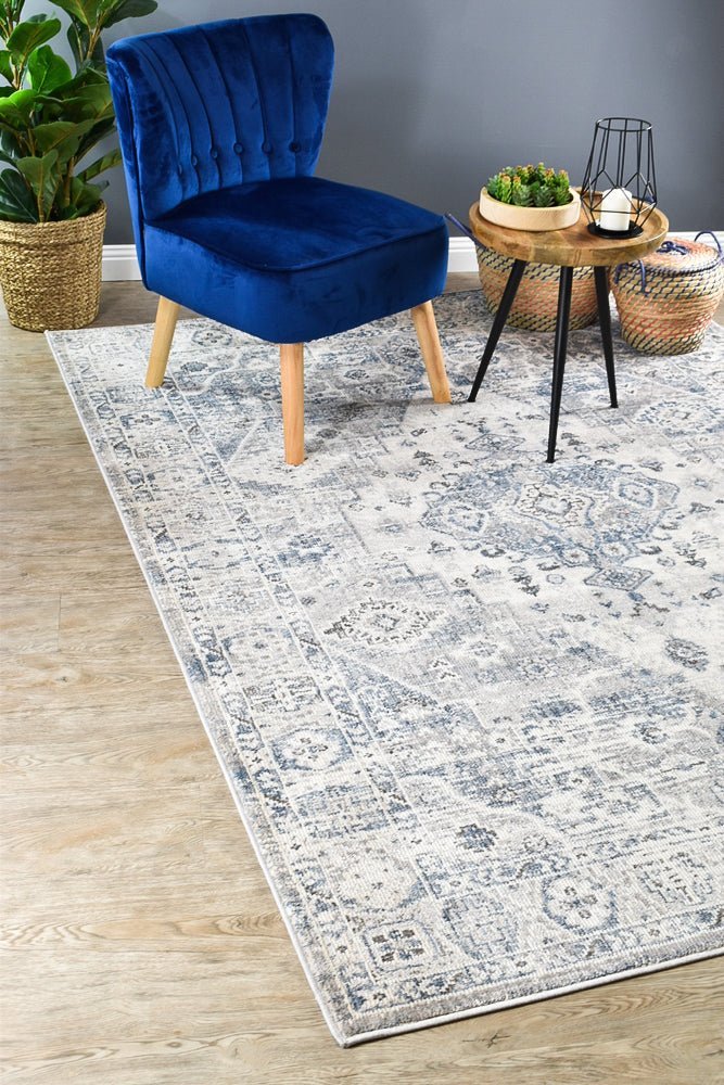 Medina Blue L.Grey Rug 0320C - Floorsome - MODERN - MARA - 0320C - D.BLUE - 80X300 - MODERN