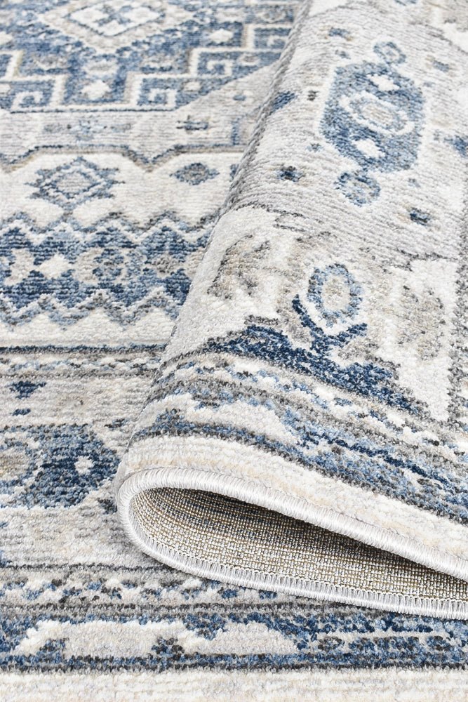 Medina Cream Blue Rug A161A - Floorsome - MODERN - MARA - A161A - CREAM - 80X300 - MODERN
