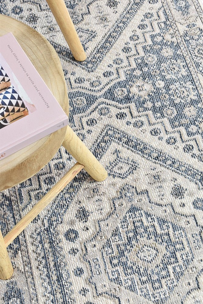 Medina Cream Blue Rug A161A - Floorsome - MODERN - MARA - A161A - CREAM - 80X300 - MODERN