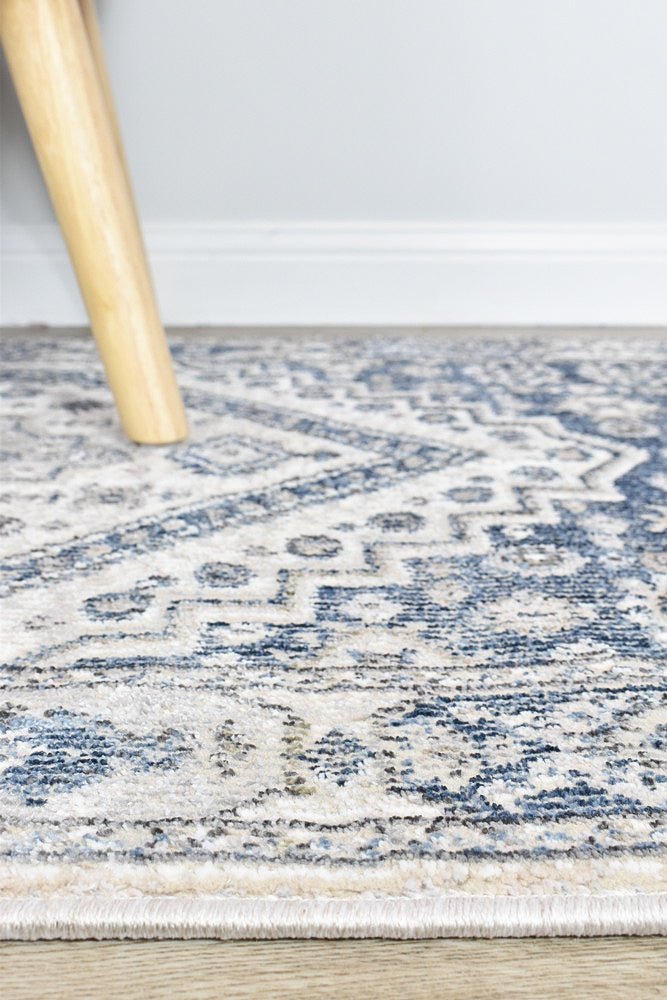 Medina Cream Blue Rug A161A - Floorsome - MODERN - MARA - A161A - CREAM - 80X300 - MODERN