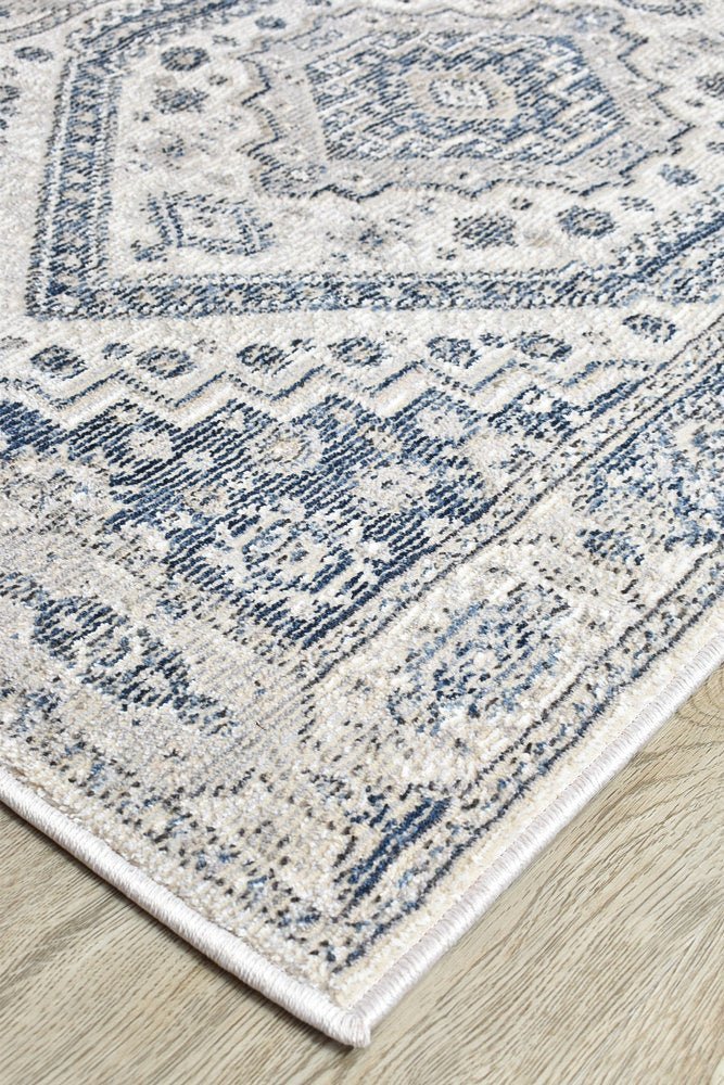 Medina Cream Blue Rug A161A - Floorsome - MODERN - MARA - A161A - CREAM - 80X300 - MODERN