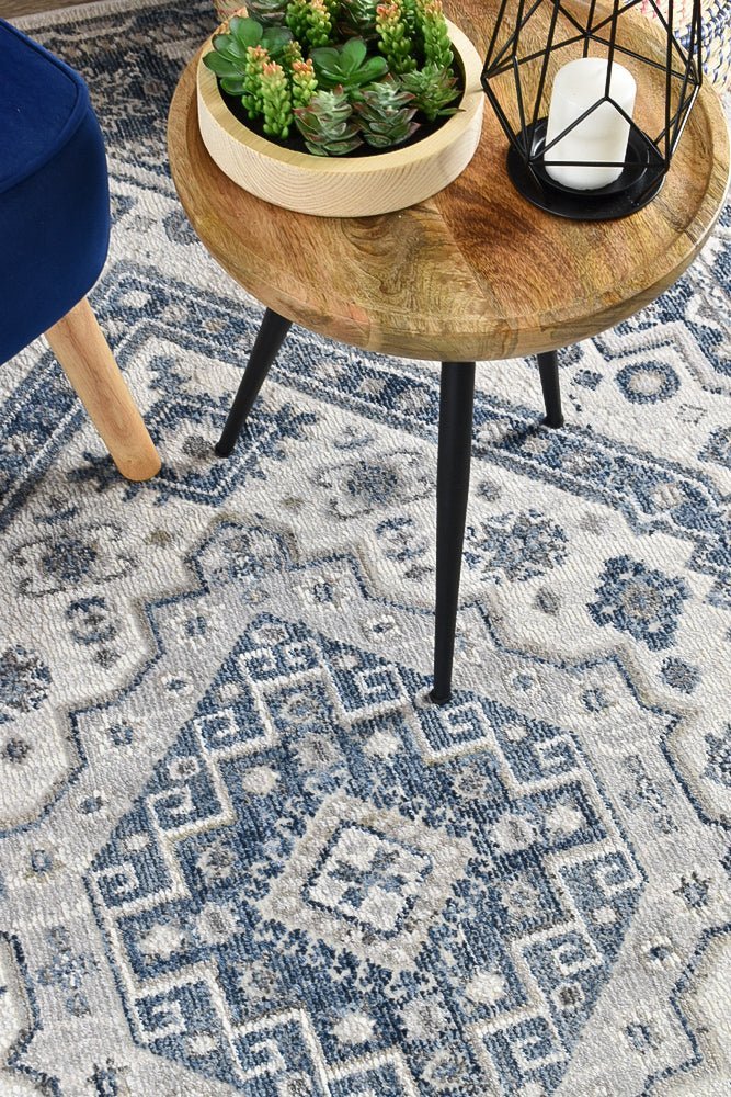 Medina Cream Blue Rug A161A - Floorsome - MODERN - MARA - A161A - CREAM - 80X300 - MODERN
