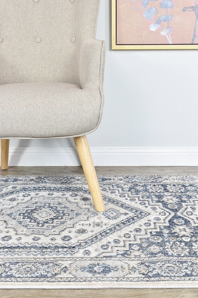 Medina Cream Blue Rug A161A - Floorsome - MODERN - MARA - A161A - CREAM - 80X300 - MODERN