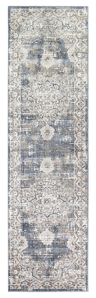 Medina Dark Blue Rug 0318A - Floorsome - MODERN - MARA - A318A - D.BLUE - 80X300 - MODERN
